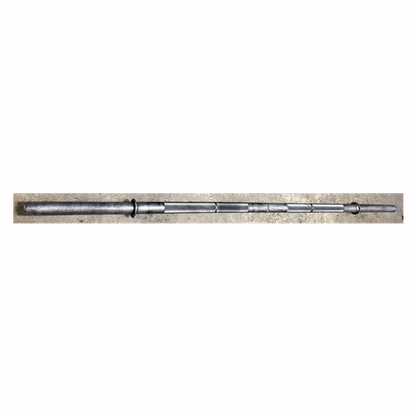 Knurled Axle Bar - Heavy-duty 2" diameter with strategic knurling for enhanced grip and control. 84" long with 15" plate loading space on each end.